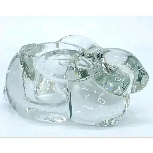 2pk Glass Bunny Rabbit Votive Candle Holder Paperweight Animals Clear - Picture 1 of 8